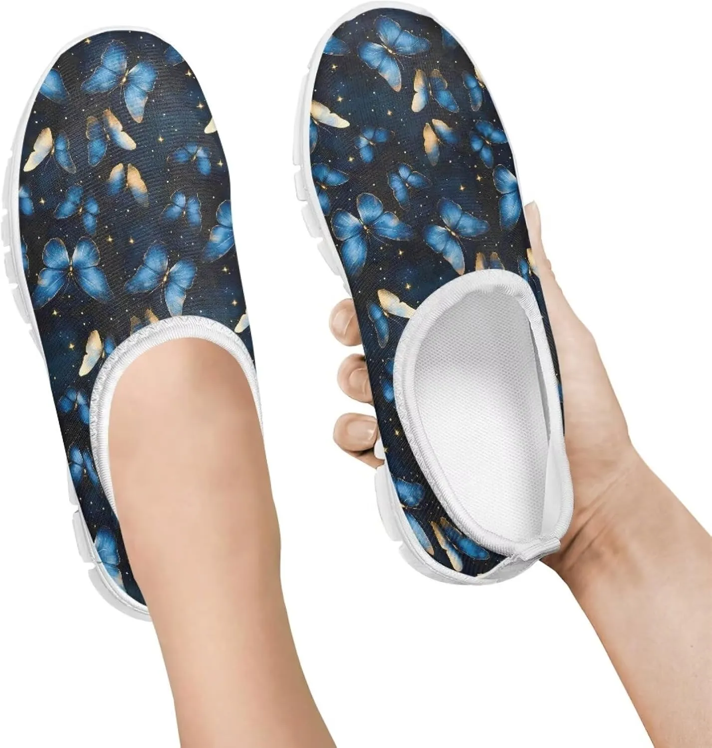 Kids Breathable Sneakers Slip On Casual Shoes Boys Girls Lightweight Cozy Walking Shoe for Workout Size 11-15 White Sole