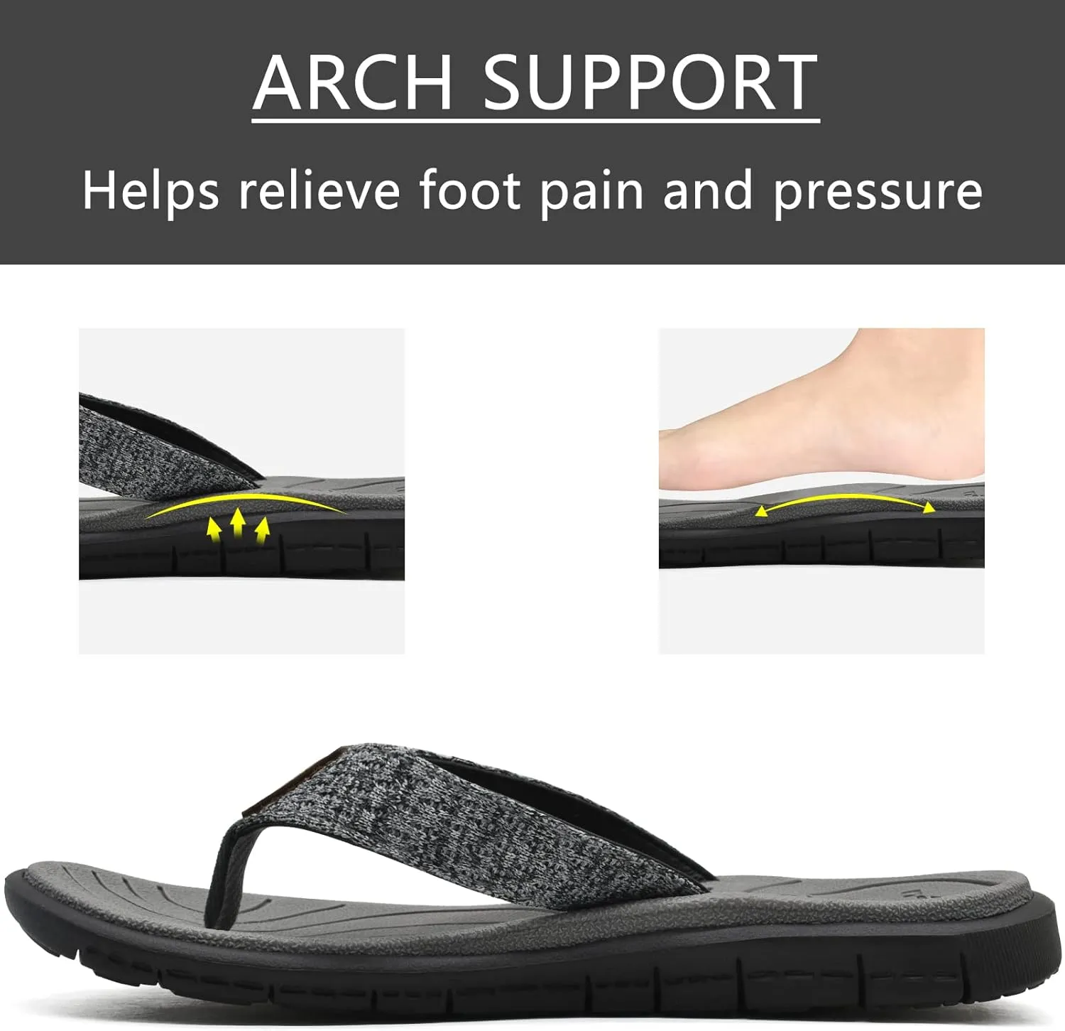 KuaiLu Womens Casual Flip Flops Yoga Mat Comfortable Cushion Arch Support Walking Thong Sandals Lightweight Non-Slip Summer Beach Slippers