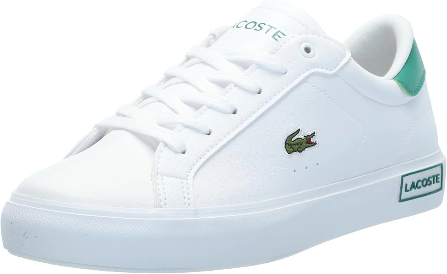 Lacoste Kids Powercourt Sneaker, WHT/GRN, 12