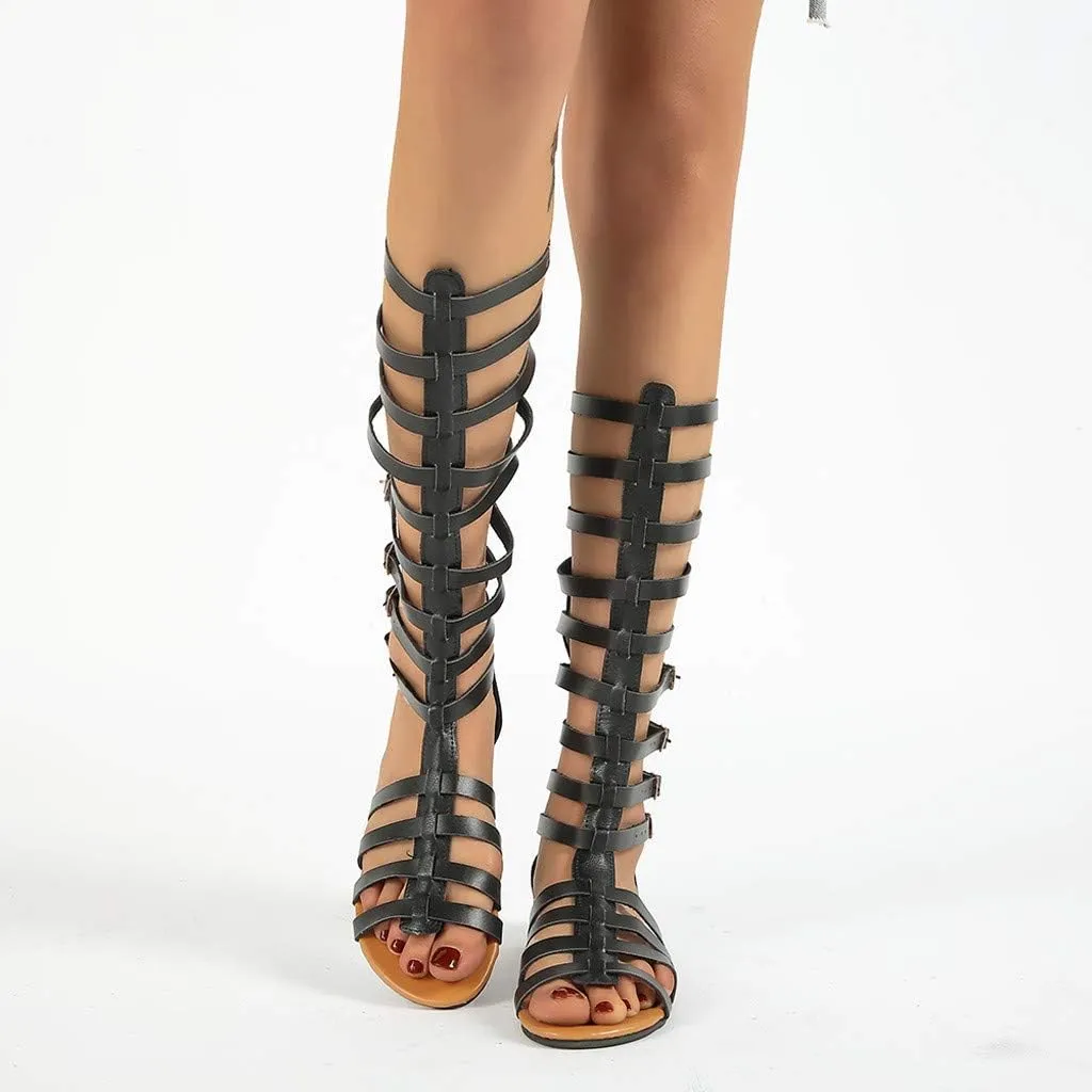 Ladies High Women Shoes Retro Boots Casual Knee Sandals Women's Sandals