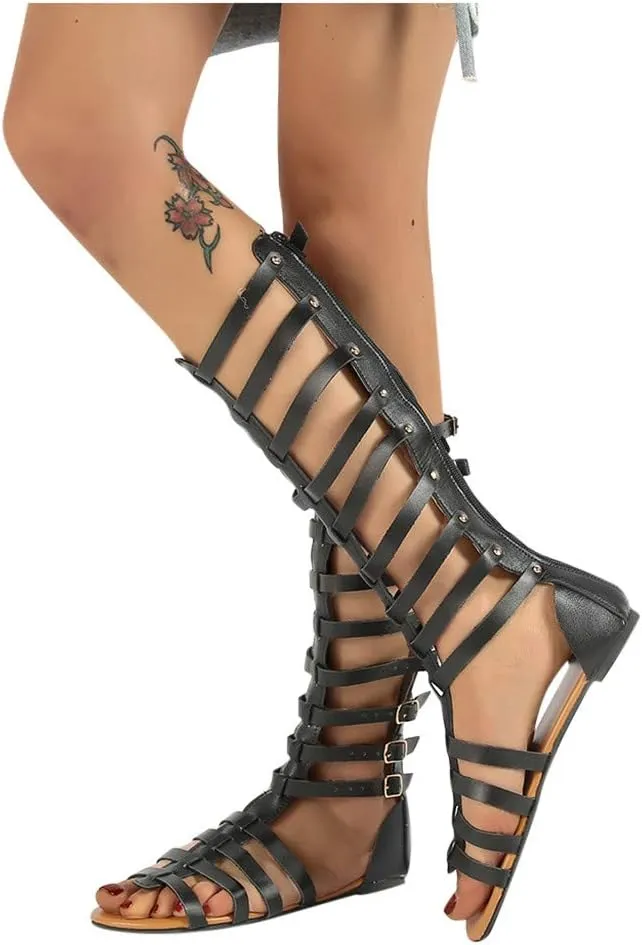 Ladies High Women Shoes Retro Boots Casual Knee Sandals Women's Sandals