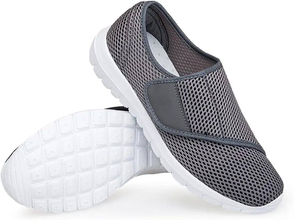 LEADER SHOW Men's Casual Comfort Walking Shoes Ultralight Flats Non-Slip Hook & Loop Fashion Sneakers