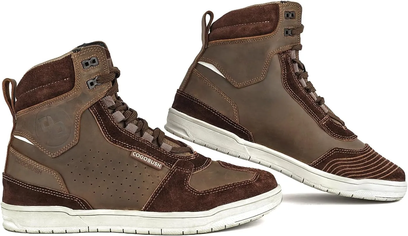 Leather Motorcycle Boots Men - Anti-slip Sole, Ankle Guard, Cow Crazy Horse Leather, Motorcycle Boots Men Brown