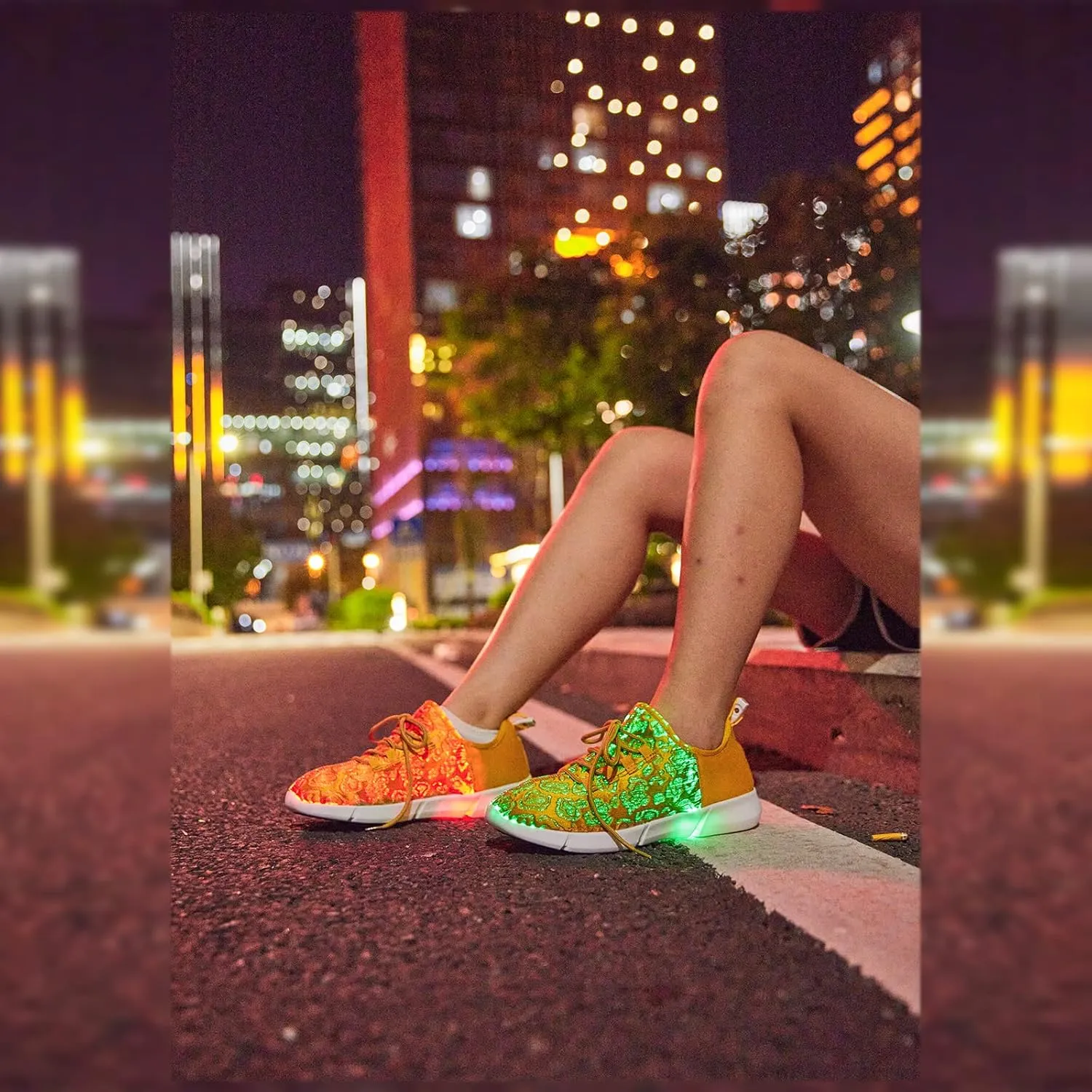 LED Fiber Optic Shoes Light Up Sneakers for Women Men Luminous Trainers Flashing Sneakers for Festivals, Christmas, Halloween, New Year Party with USB Charging, White