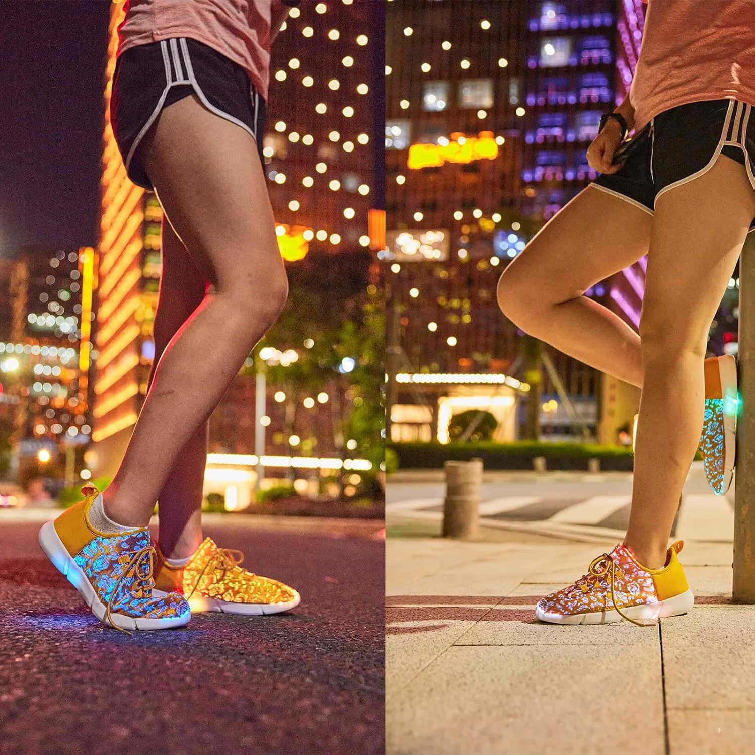 LED Fiber Optic Shoes Light Up Sneakers for Women Men Luminous Trainers Flashing Sneakers for Festivals, Christmas, Halloween, New Year Party with USB Charging, White
