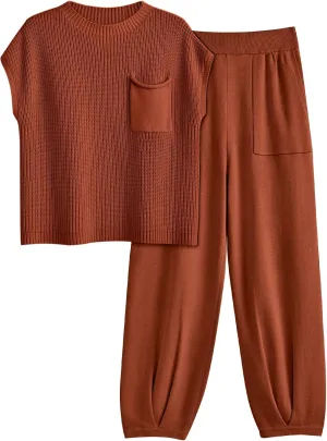 LILLUSORY 2 Piece Knit Sets For Women Trendy Sweatsuit Sets