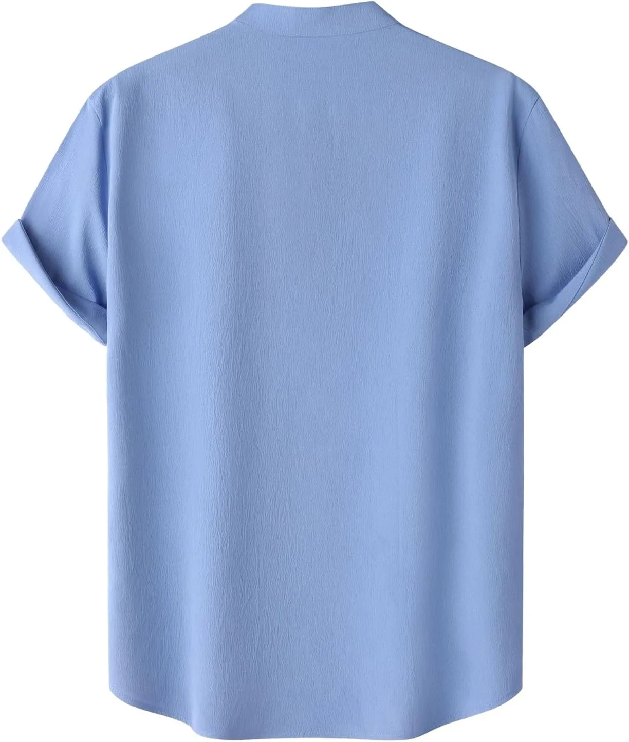 Linen Henley Shirt for Men Short Sleeve Button Down Band Collar Tops Loose Fit Casual Summer Beach Hippie T Shirts