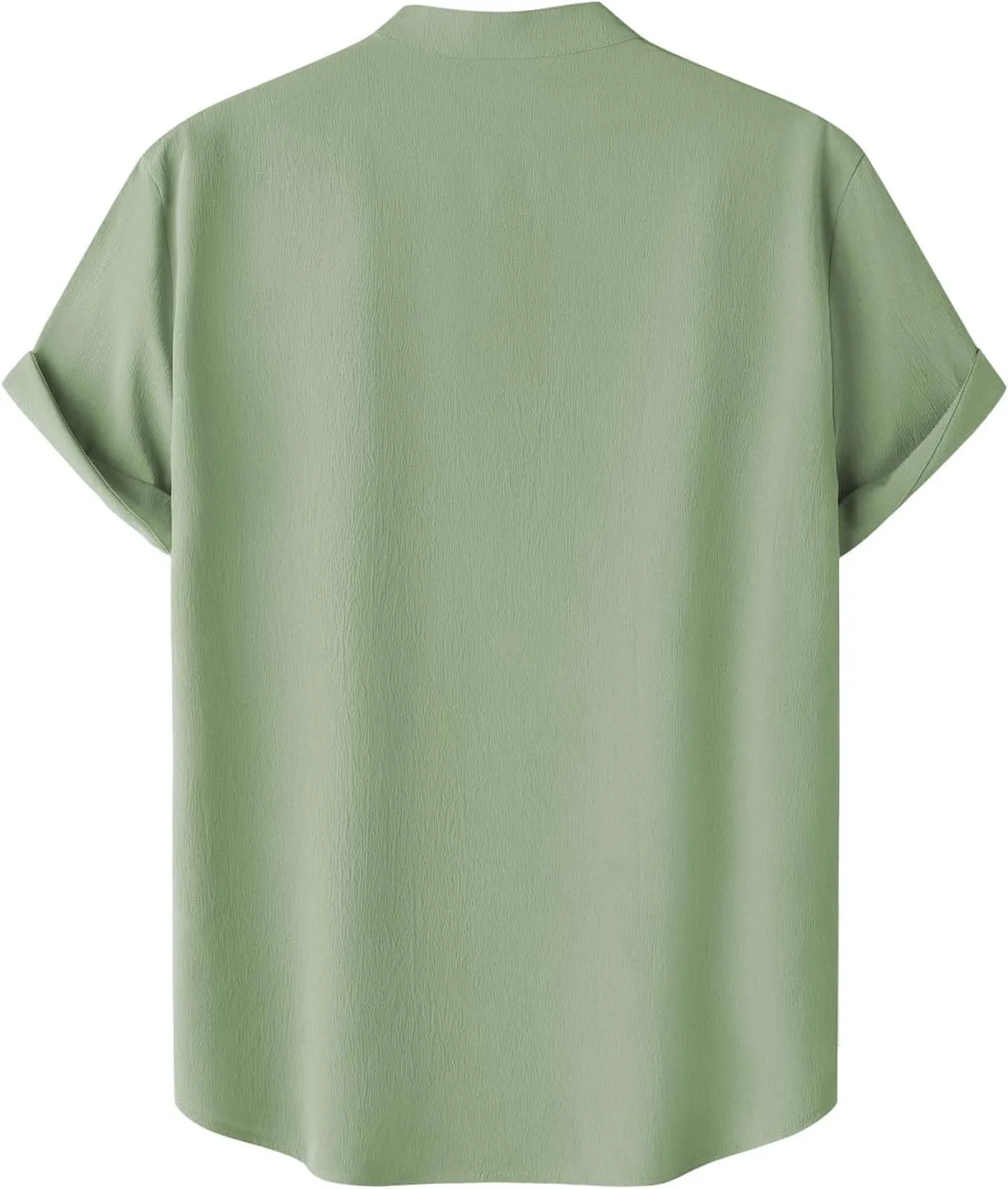 Linen Henley Shirt for Men Short Sleeve Button Down Band Collar Tops Loose Fit Casual Summer Beach Hippie T Shirts