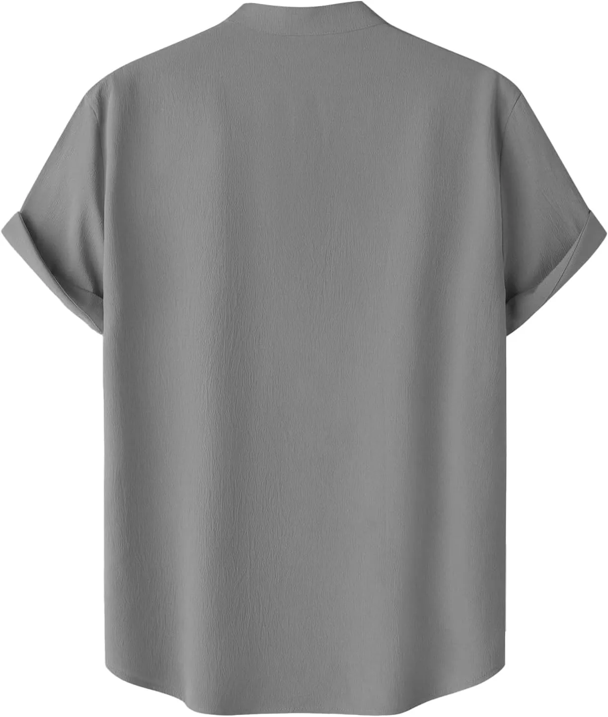 Linen Henley Shirt for Men Short Sleeve Button Down Band Collar Tops Loose Fit Casual Summer Beach Hippie T Shirts