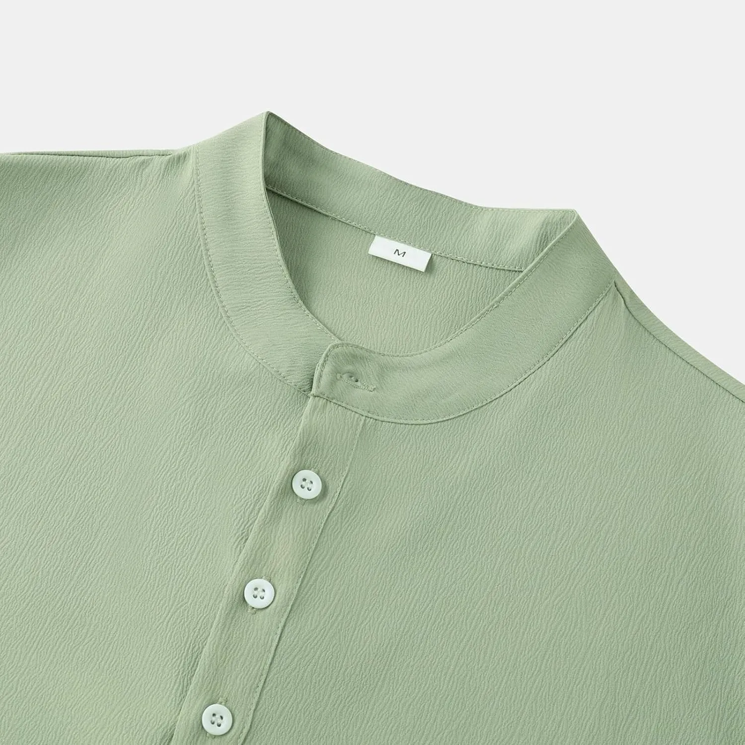 Linen Henley Shirt for Men Short Sleeve Button Down Band Collar Tops Loose Fit Casual Summer Beach Hippie T Shirts