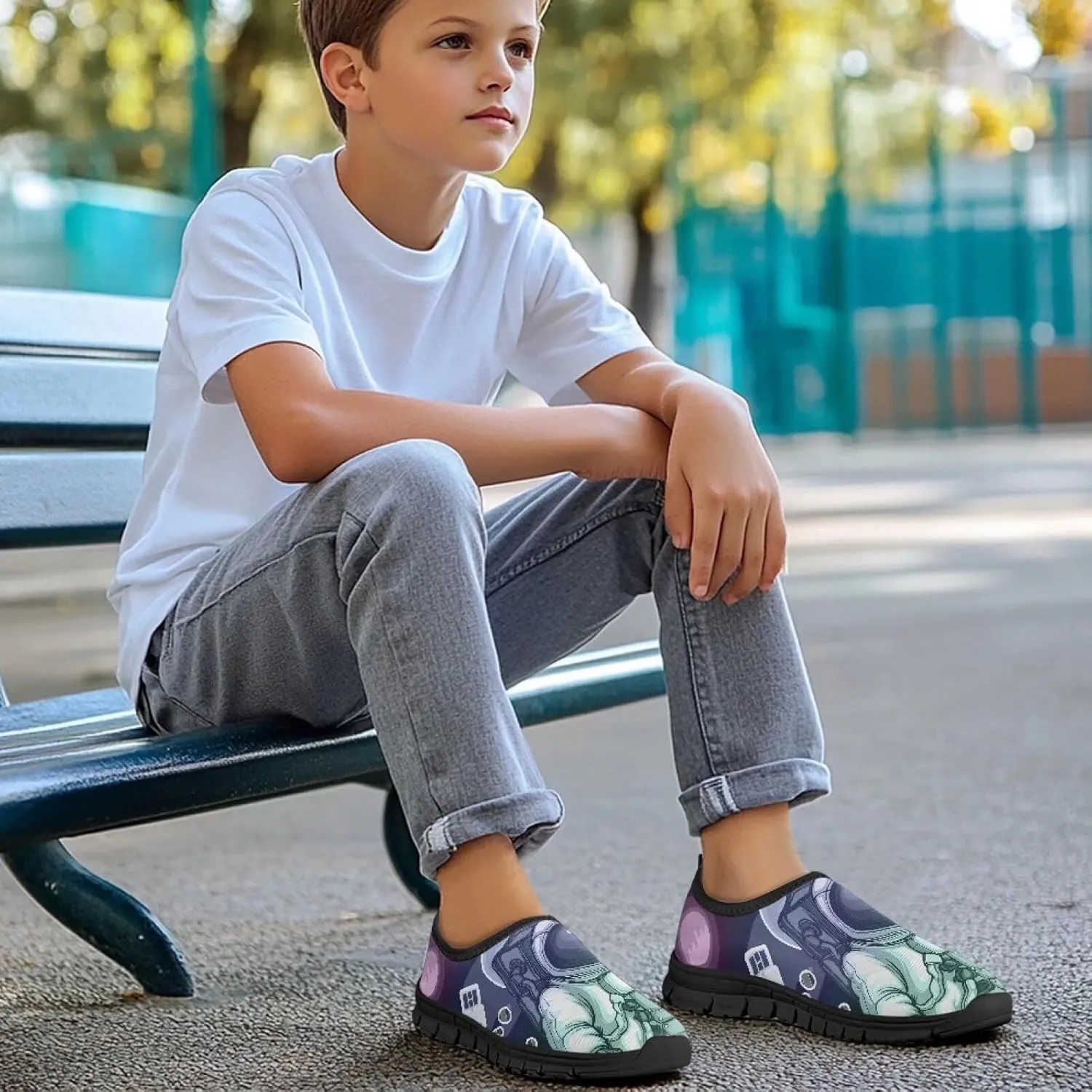 Little Big Kids Boys Girls Sneakers Lightweight Athletic Tennis Shoes Breathable Comfort Outdoor Travel Shoes for Fishing Size 11-15 Black Sole