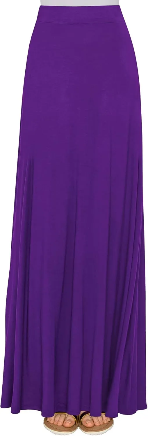Lock and Love Women's Casual Comfy Stylish High Waist Flare Long Maxi Skirt – Available in Print & Solid Options