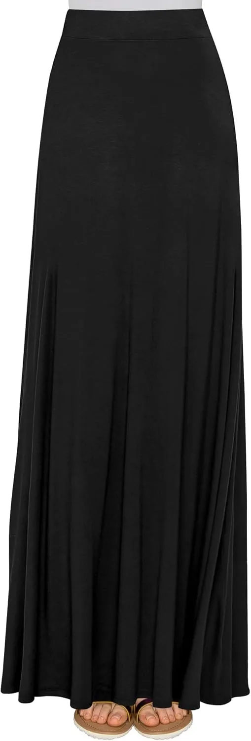 Lock and Love Women's Casual Comfy Stylish High Waist Flare Long Maxi Skirt – Available in Print & Solid Options
