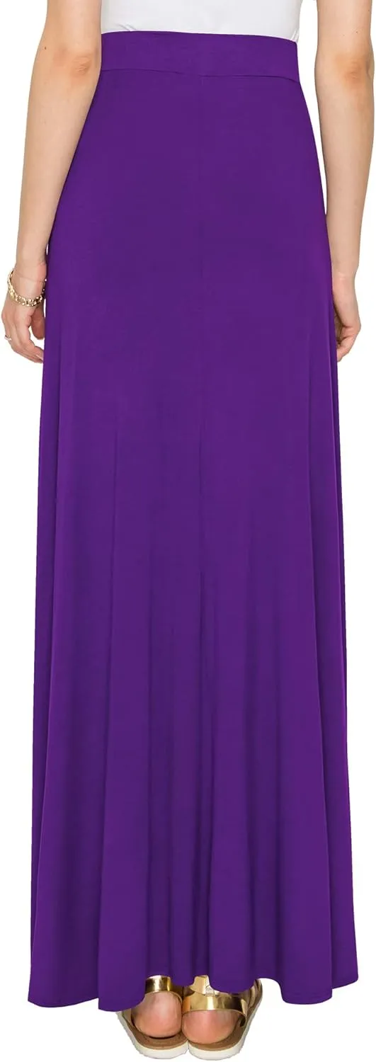 Lock and Love Women's Casual Comfy Stylish High Waist Flare Long Maxi Skirt – Available in Print & Solid Options