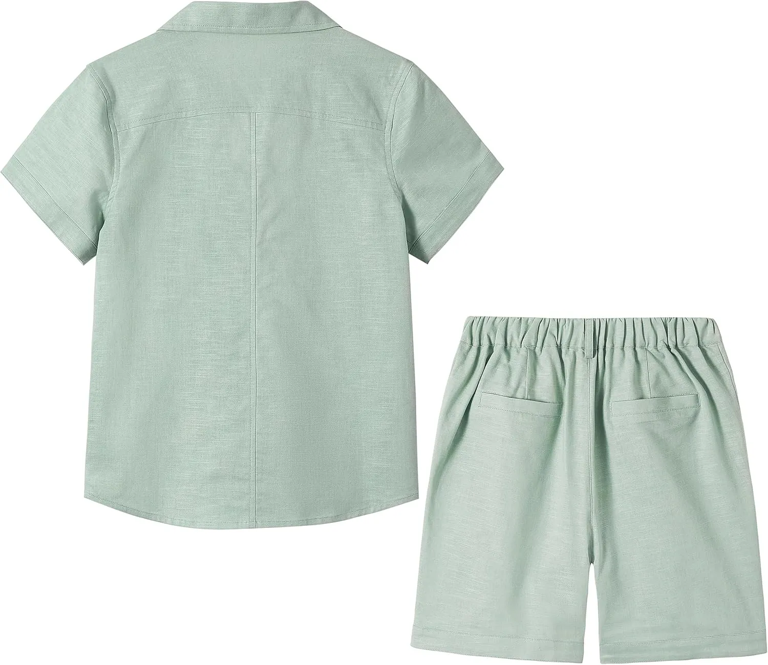 LOLANTA Boys 2 Pieces Linen Set kids Short Sleeve Button Down Shirt and Shorts Summer Vacation Outfits
