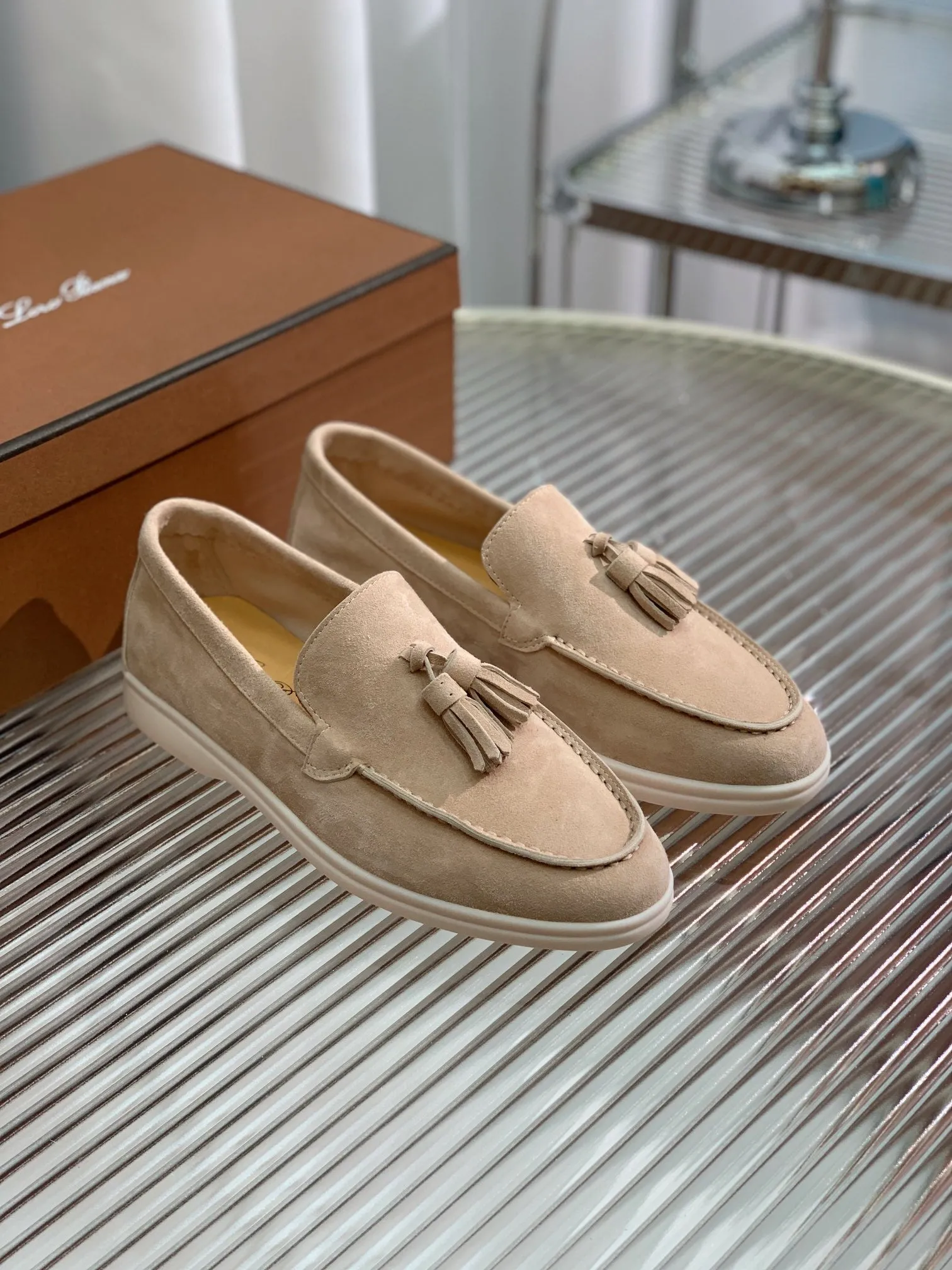 lp dot sole walk loafer cashew butter suede
