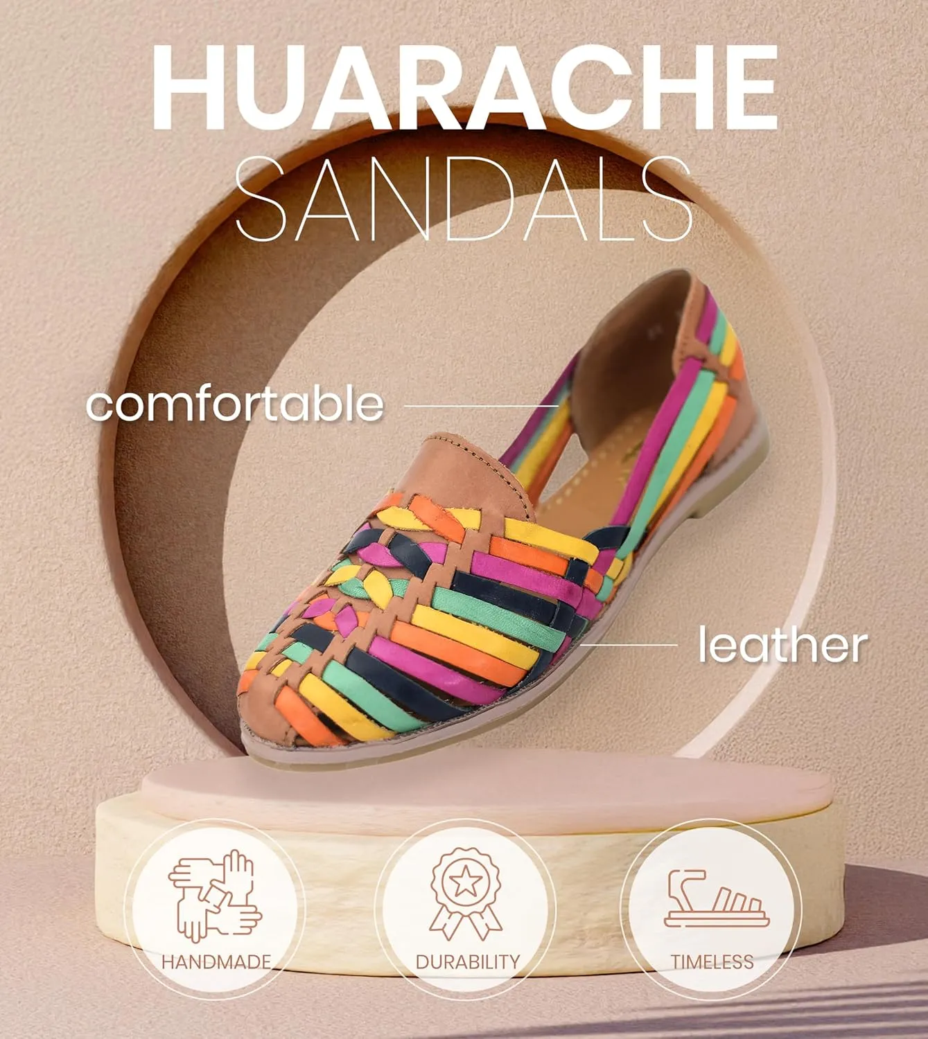 Macarena Collection Womens Shoes Leather Sandals for Women | Huarache Handmade Mexican Sandals Women | Comfortable & Stylish Womens Sandals 2206