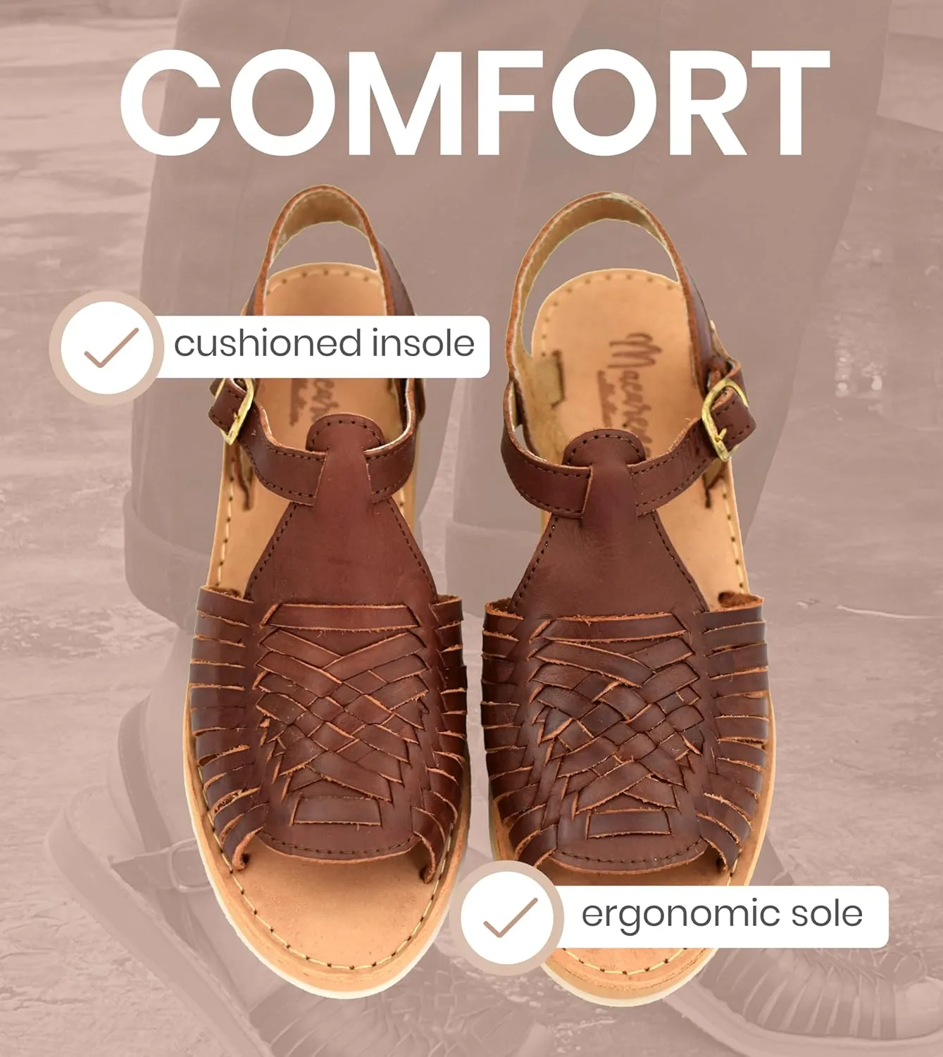 Macarena Collection Womens Shoes Leather Sandals for Women | Huarache Handmade Mexican Sandals Women | Comfortable & Stylish Womens Sandals 3044