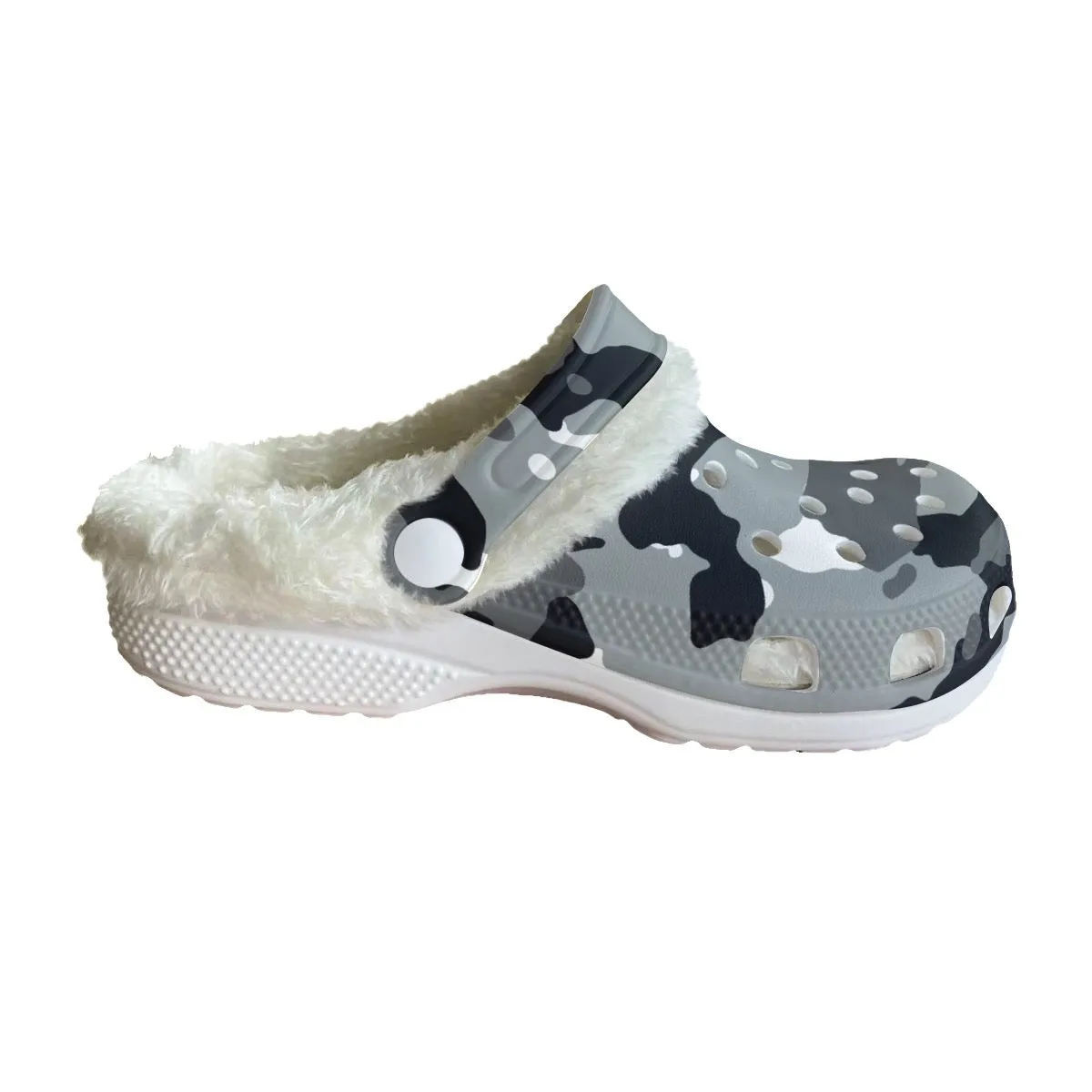 MC #6 Men's Classic Clogs with Fleece, camouflage, gray design