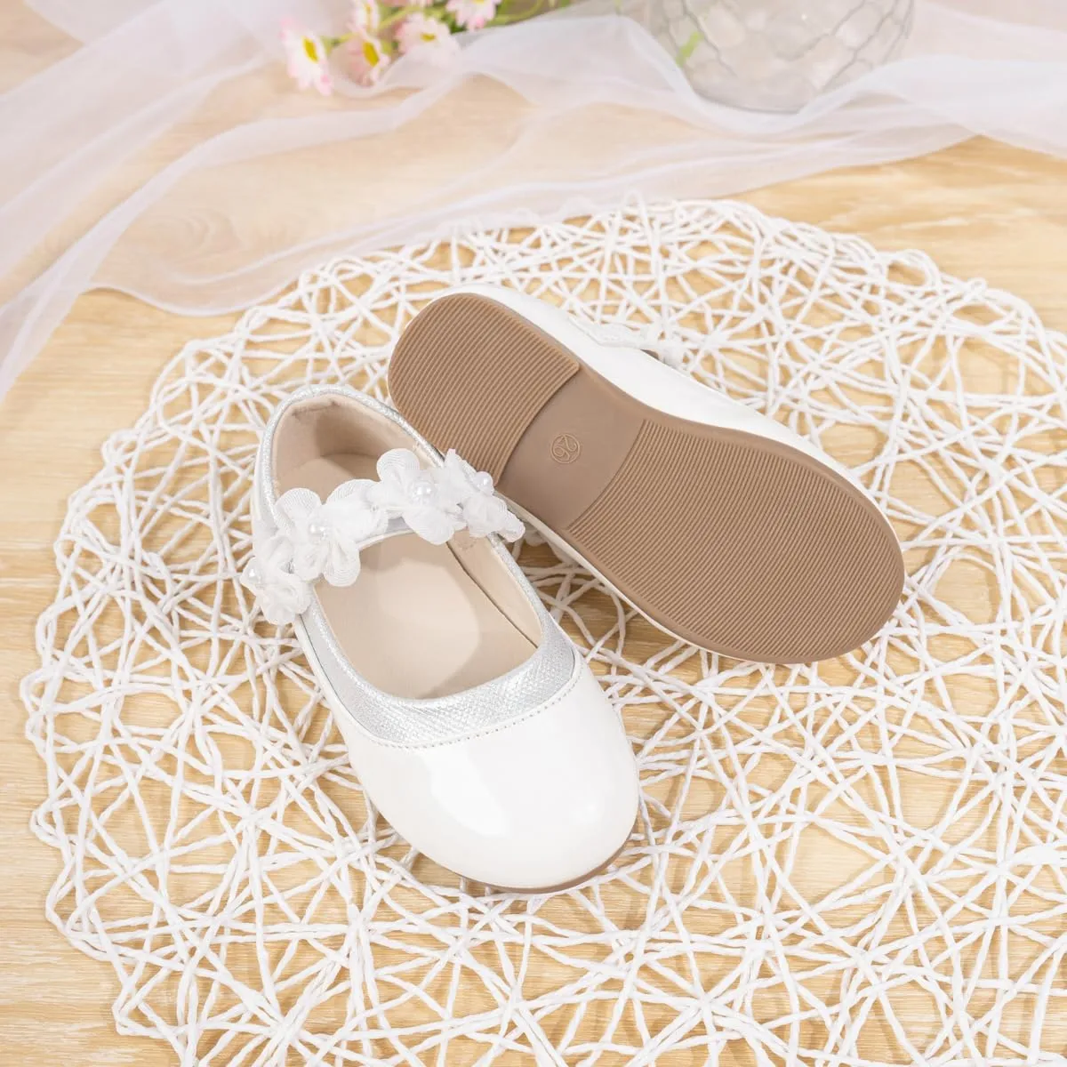 Meckior Toddler Little Girl Mary Jane Dress Shoes Ballet Flats for Girl Party School Shoes Bowknot Princess Shoes