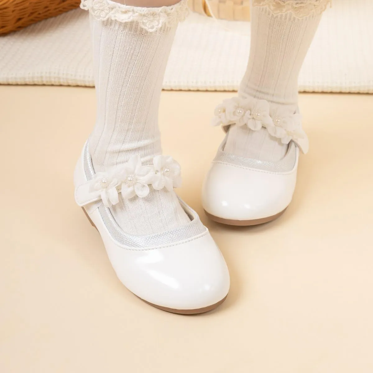 Meckior Toddler Little Girl Mary Jane Dress Shoes Ballet Flats for Girl Party School Shoes Bowknot Princess Shoes