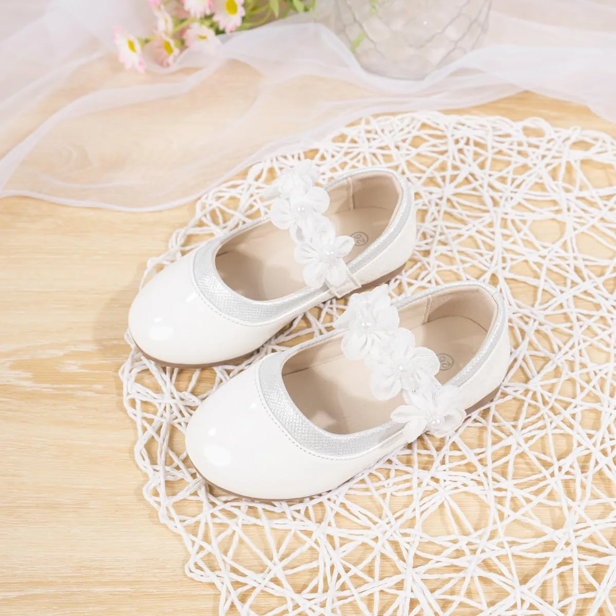 Meckior Toddler Little Girl Mary Jane Dress Shoes Ballet Flats for Girl Party School Shoes Bowknot Princess Shoes