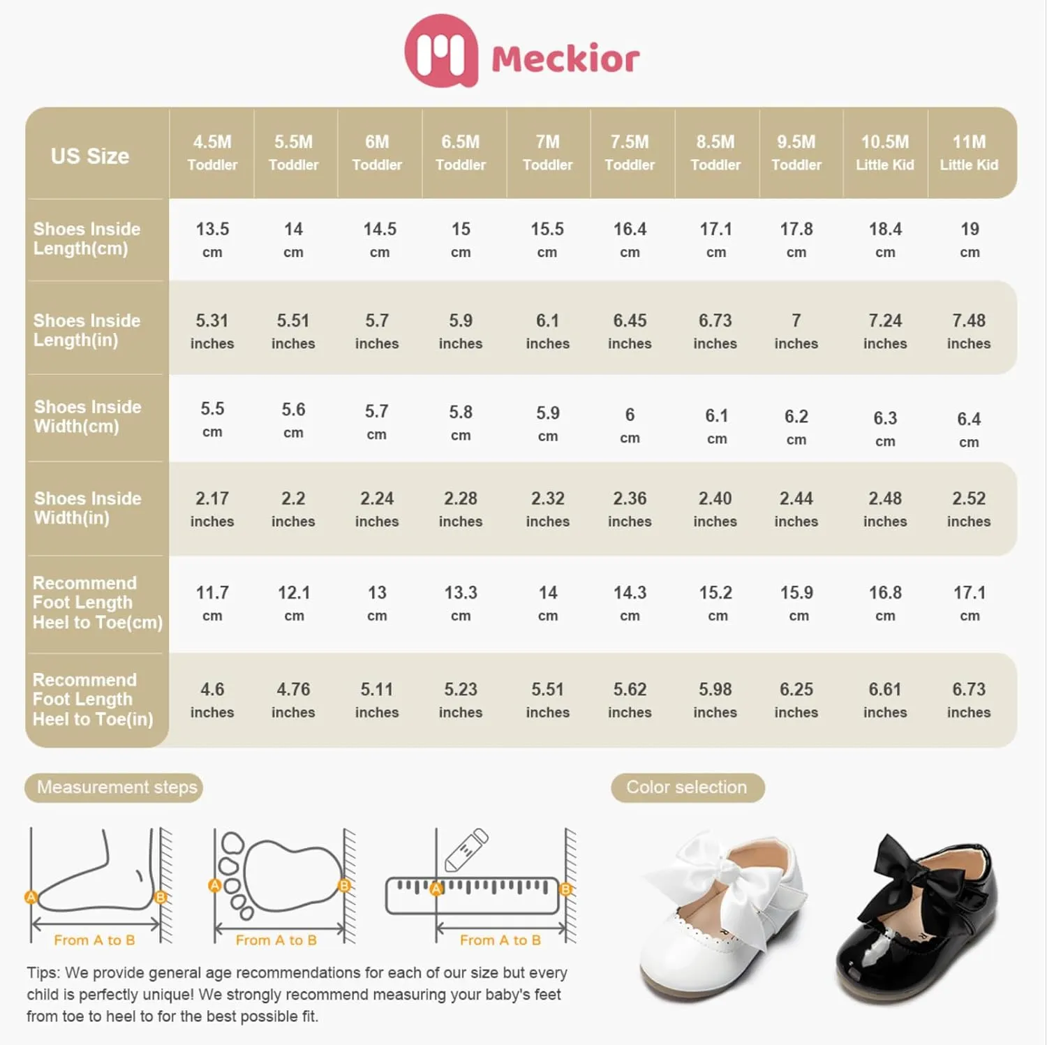 Meckior Toddler Little Girl Mary Jane Dress Shoes Ballet Flats for Girl Party School Shoes Bowknot Princess Shoes