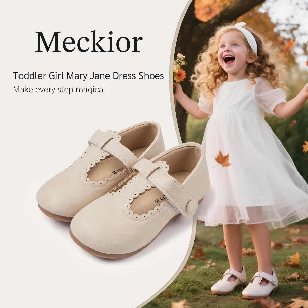 Meckior Toddler Little Girl Mary Jane Dress Shoes Ballet Flats for Girl Party School Shoes Bowknot Princess Shoes