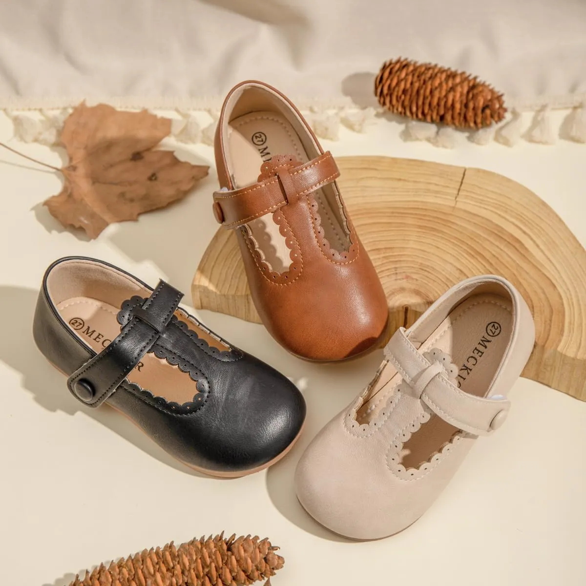 Meckior Toddler Little Girl Mary Jane Dress Shoes Ballet Flats for Girl Party School Shoes Bowknot Princess Shoes