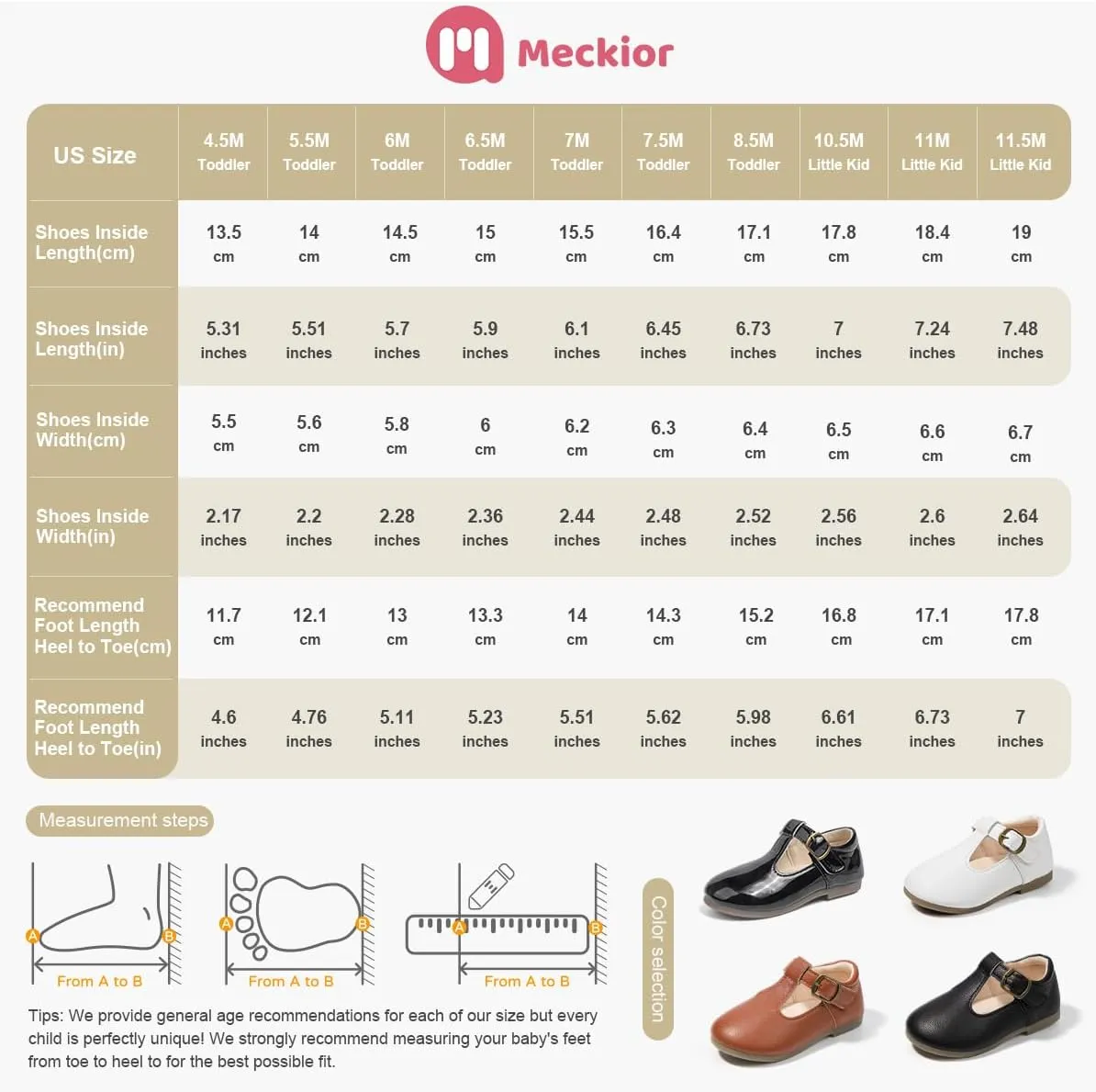 Meckior Toddler Little Girl Mary Jane Dress Shoes Ballet Flats for Girl Party School Shoes Bowknot Princess Shoes