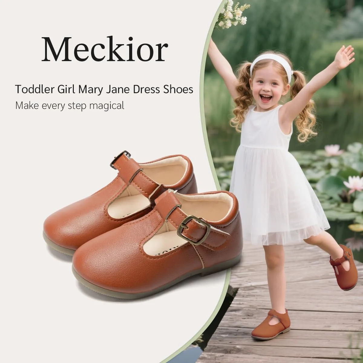 Meckior Toddler Little Girl Mary Jane Dress Shoes Ballet Flats for Girl Party School Shoes Bowknot Princess Shoes