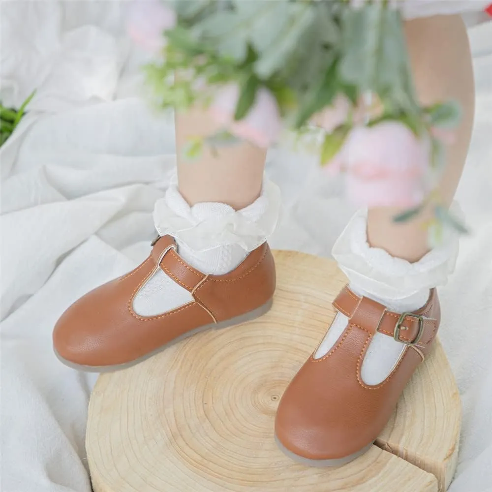 Meckior Toddler Little Girl Mary Jane Dress Shoes Ballet Flats for Girl Party School Shoes Bowknot Princess Shoes