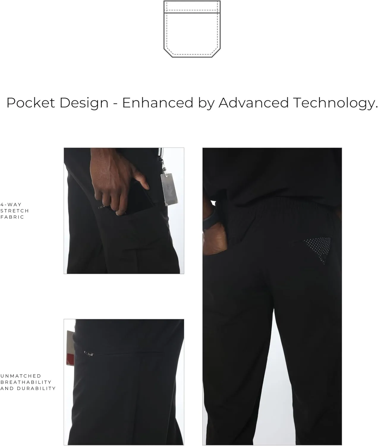 Members Only Men's Hampton Open Bottom Scrub | Mens Scrub Pants | Jogger Scrubs for Men | Men's Medical Scrub Pants