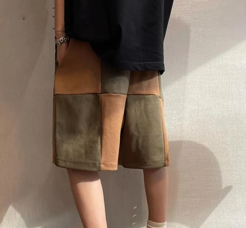 Men Summer Retro Large Size Shorts Men's Plaid Loose Casual Five-Point Pants