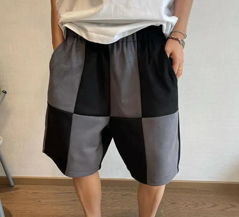 Men Summer Retro Large Size Shorts Men's Plaid Loose Casual Five-Point Pants