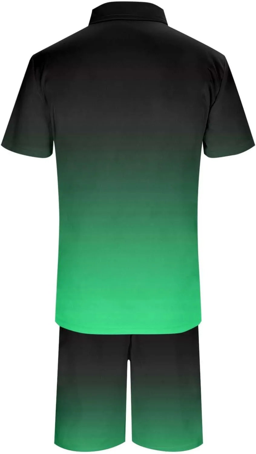 Men Two Piece Outfits Set for Men Printed Short Sleeve Polo Shirts Shorts Set Men S Short Set Outfit