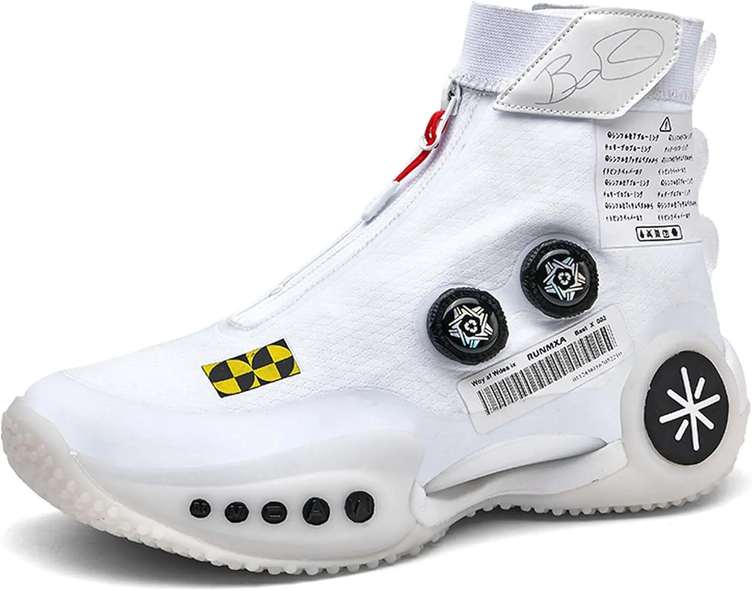 Mens and Womens High Top Buckle Closed Basketball Sneakers Comfortable Breathable Casual Walking Shoes High Elasticity Running Shoes Tennis Shoes Tennis Competition Shoes Non Slip High Jump Sneakers