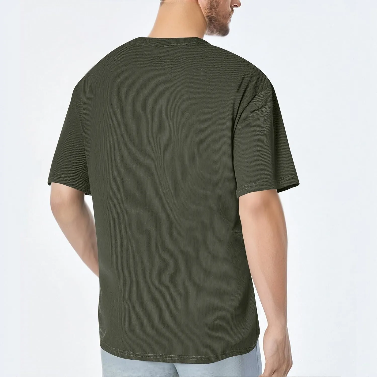 Mens Big Tall T Shirts Fashion Casual Short Sleeve V-Neck Longline Henley Tops Classic Fit Summer Workout Basic Tee