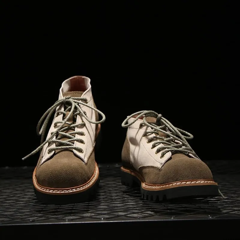 Men's Boots Workwear High-top Shoes Casual Soft Sole Retro Medium-length Suede Breathable Flat Heel Non-slip Suitable for Travel Work