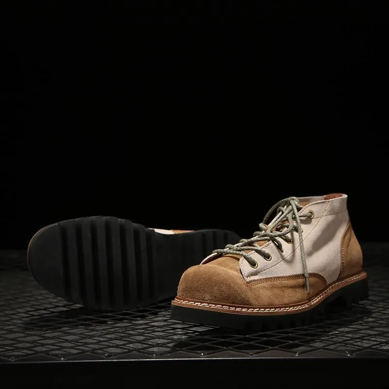 Men's Boots Workwear High-top Shoes Casual Soft Sole Retro Medium-length Suede Breathable Flat Heel Non-slip Suitable for Travel Work