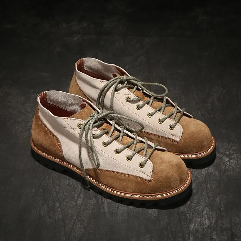 Men's Boots Workwear High-top Shoes Casual Soft Sole Retro Medium-length Suede Breathable Flat Heel Non-slip Suitable for Travel Work