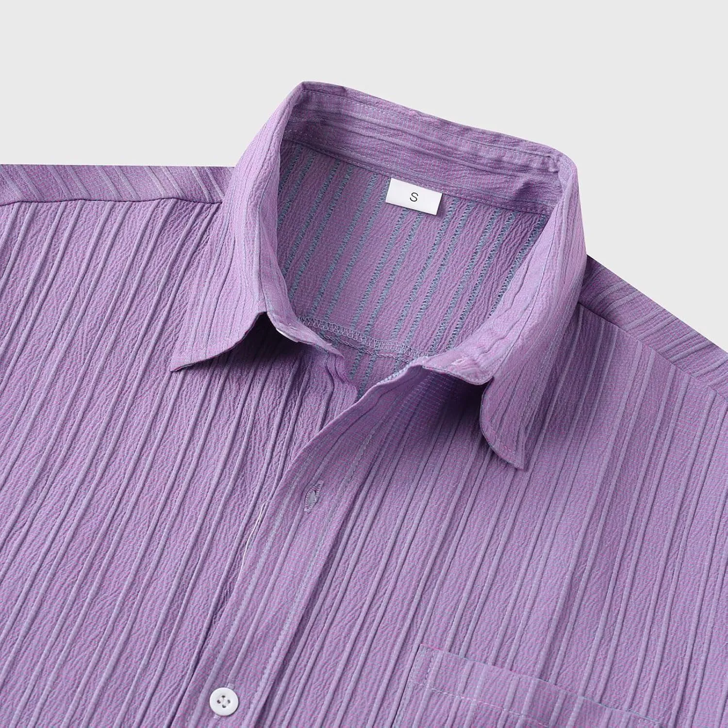 Mens Casual Button Down Shirts Short Sleeve Textured Summer Beach Shirt with Pocket Fashion Business Office Work Tops