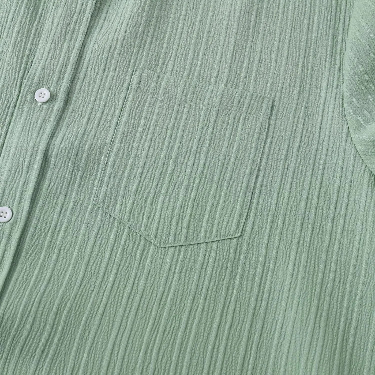 Mens Casual Button Down Shirts Short Sleeve Textured Summer Beach Shirt with Pocket Fashion Business Office Work Tops