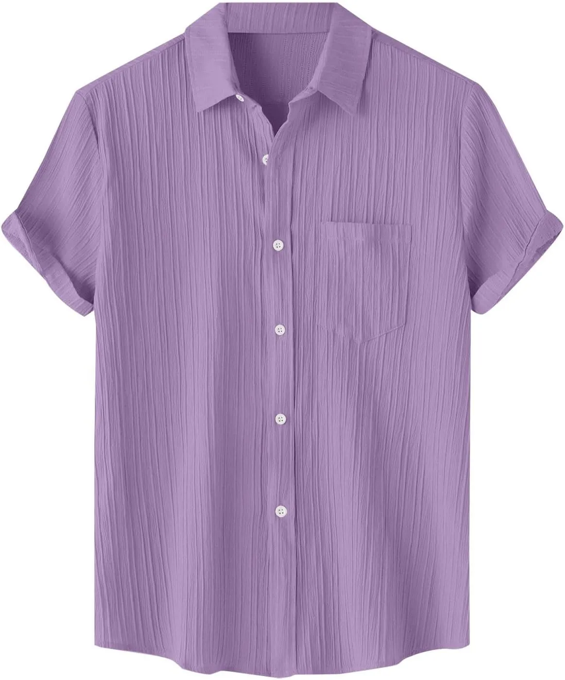 Mens Casual Button Down Shirts Short Sleeve Textured Summer Beach Shirt with Pocket Fashion Business Office Work Tops
