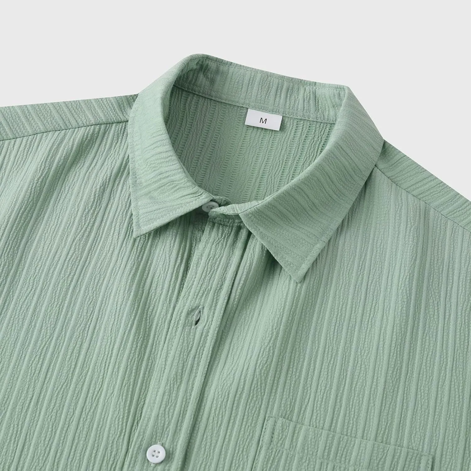 Mens Casual Button Down Shirts Short Sleeve Textured Summer Beach Shirt with Pocket Fashion Business Office Work Tops
