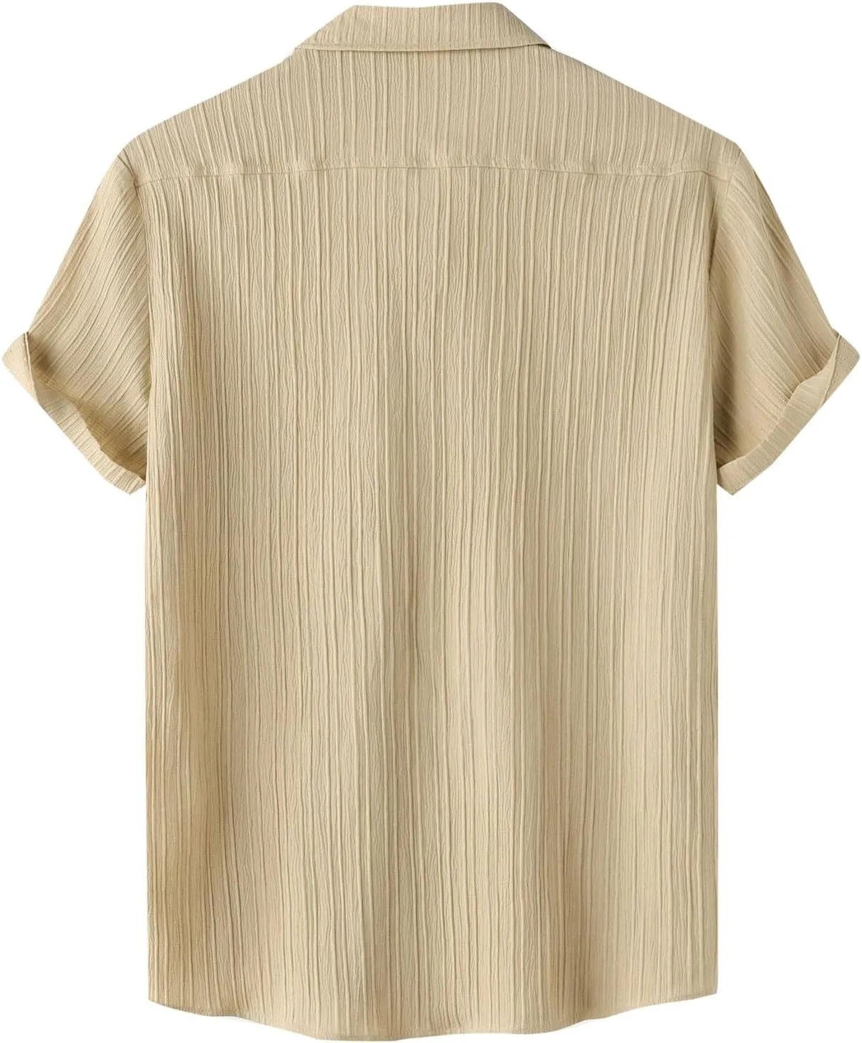 Mens Casual Button Down Shirts Short Sleeve Textured Summer Beach Shirt with Pocket Fashion Business Office Work Tops
