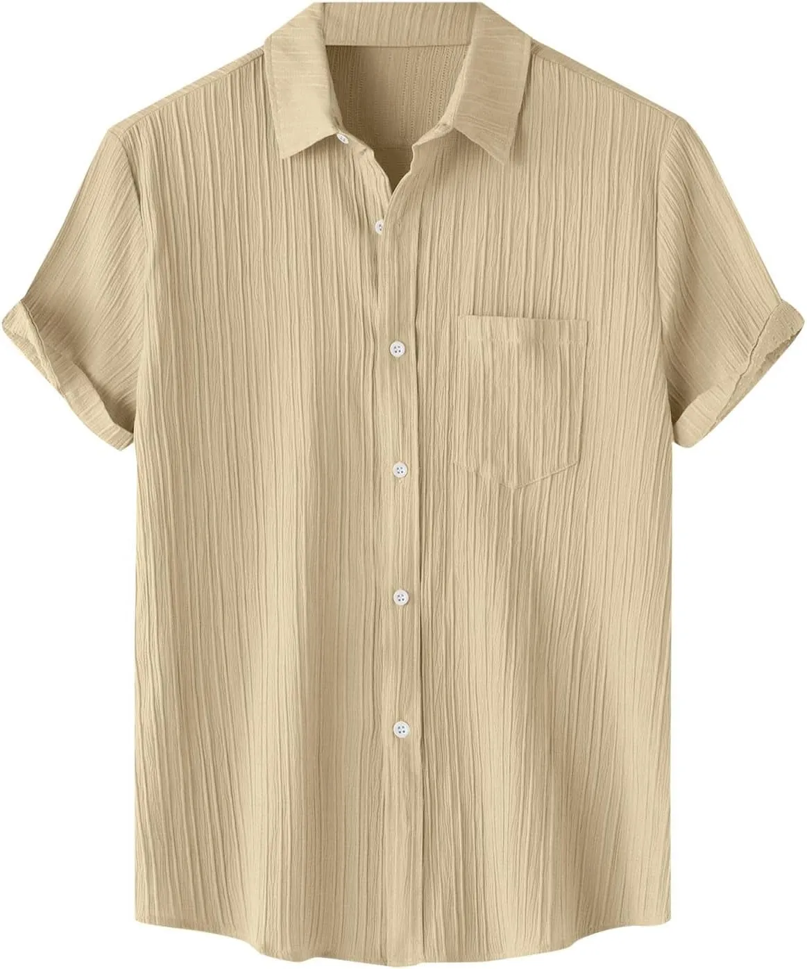 Mens Casual Button Down Shirts Short Sleeve Textured Summer Beach Shirt with Pocket Fashion Business Office Work Tops