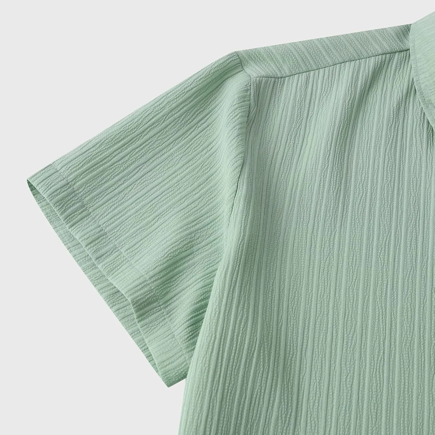 Mens Casual Button Down Shirts Short Sleeve Textured Summer Beach Shirt with Pocket Fashion Business Office Work Tops