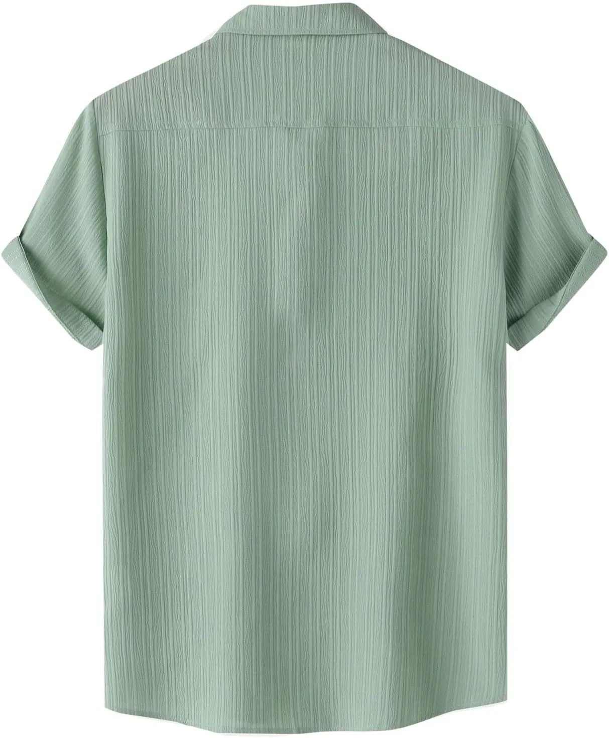 Mens Casual Button Down Shirts Short Sleeve Textured Summer Beach Shirt with Pocket Fashion Business Office Work Tops