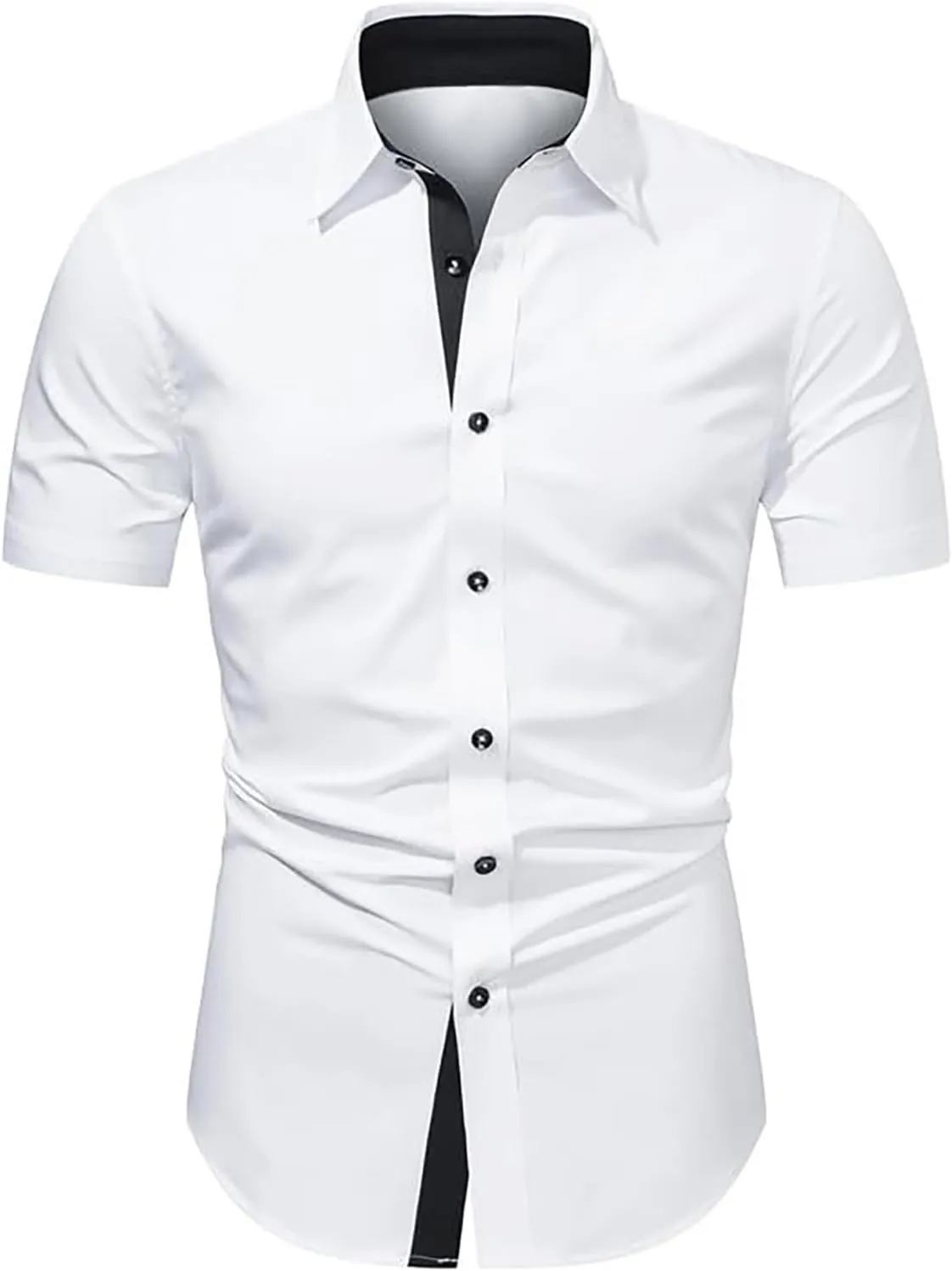 Mens Casual Button Down Shirts Wrinkle-Free Short Sleeve Business Dress Shirt Summer Fashion Collared Vacation Blouse